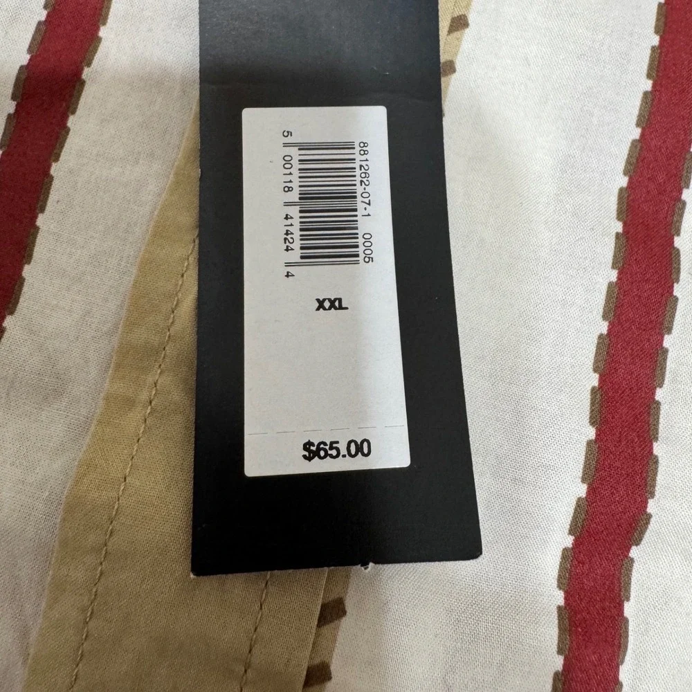 Banana Republic Mens XXL Slim Fit Organic Cotton Striped‎ Short Sleeve Shirt NEW